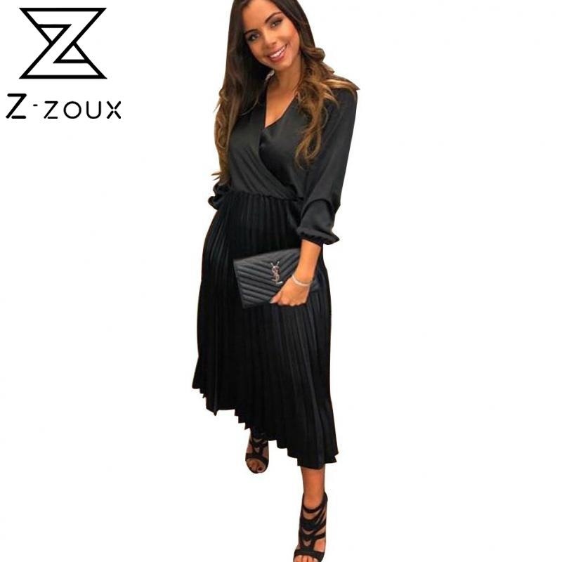 

Women Dress V-Neck Pleated Dresses Black Blue Green Plus Size Vintage Sexy Long Summer Clothes Fashion 210524