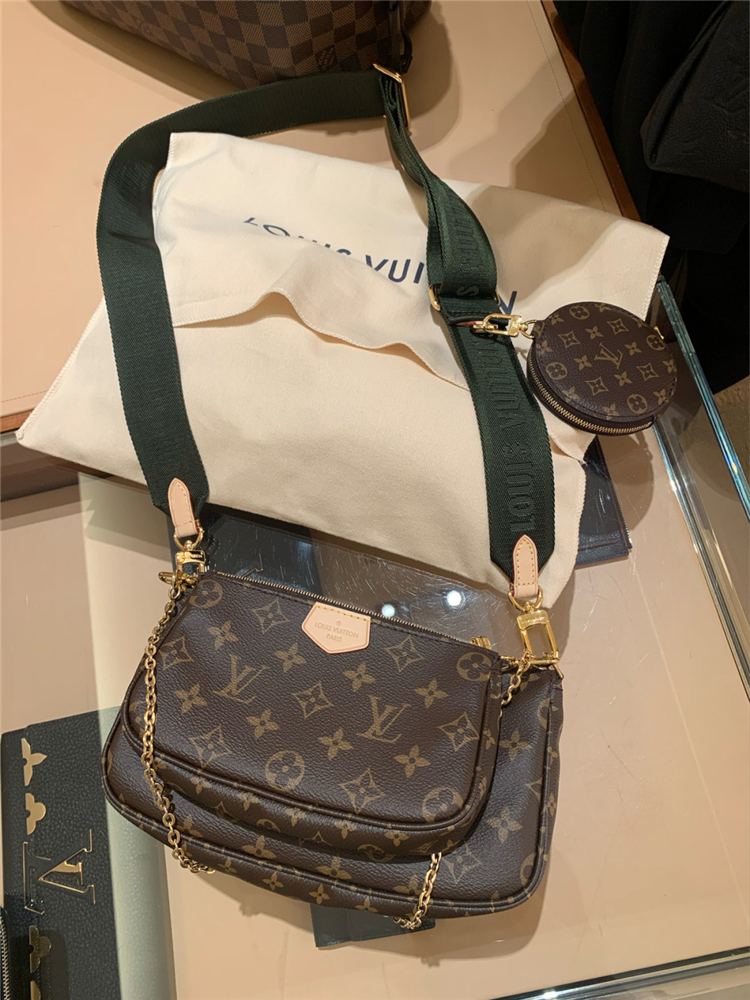 

favorite multi pochette accessories designers women bags 3pcs flower pattern leather lady purses shoulder crossbody bag LVLouisBagVitton, Light green