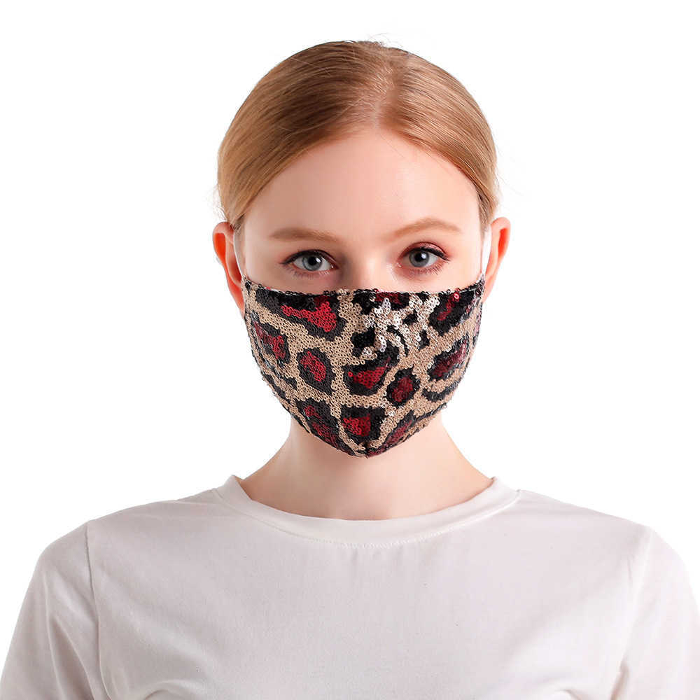 

leopard pattern sequin washable dustproof, men's and women's personalized decorative breathable mask
