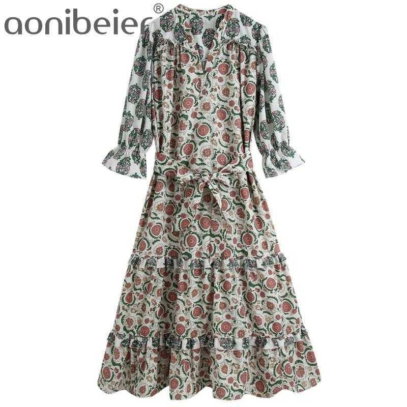 

Za Printed Midi Women Vintage Summer Long Dresses Woman Fashion Elastic Ruffle Puff Sleeve Ladies Holiday 210604, 01 print
