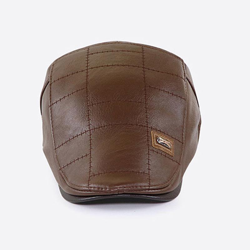 

Ball Caps 2021 PU Beret Vintage French Flat Cap Adjustable Strap Buckle Sboy Cabbie Drivers Hat For Winter Driving Hunting TY66, Light coffee