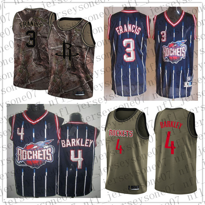 

Custom Houston Mens women youth Rocketss 3 Steve Francis 4 Charles Barkley red white blue back Basketball jersey