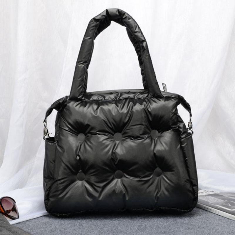 

Evening Bags Fashion Space Cotton Shoulder Handbag Hand Back Down Women's Bag Messenger, Black