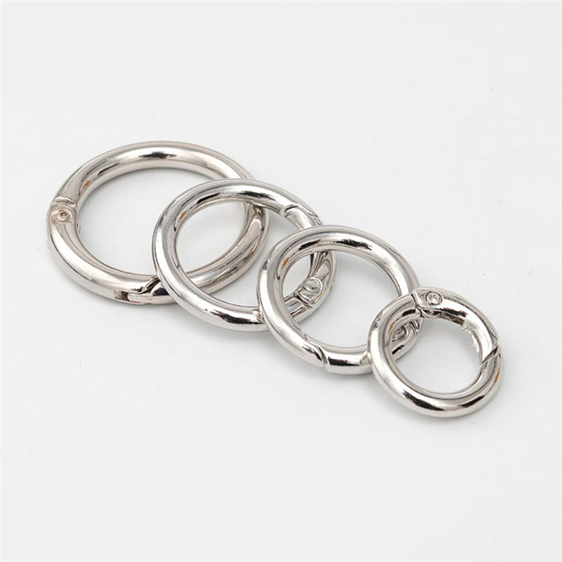 

2Pcs Metal Spring O-Ring Buckles Clips Carabiner Purses Handbags Buckles Round Push Trigger Snap Hooks Carabiner Bag Accessories