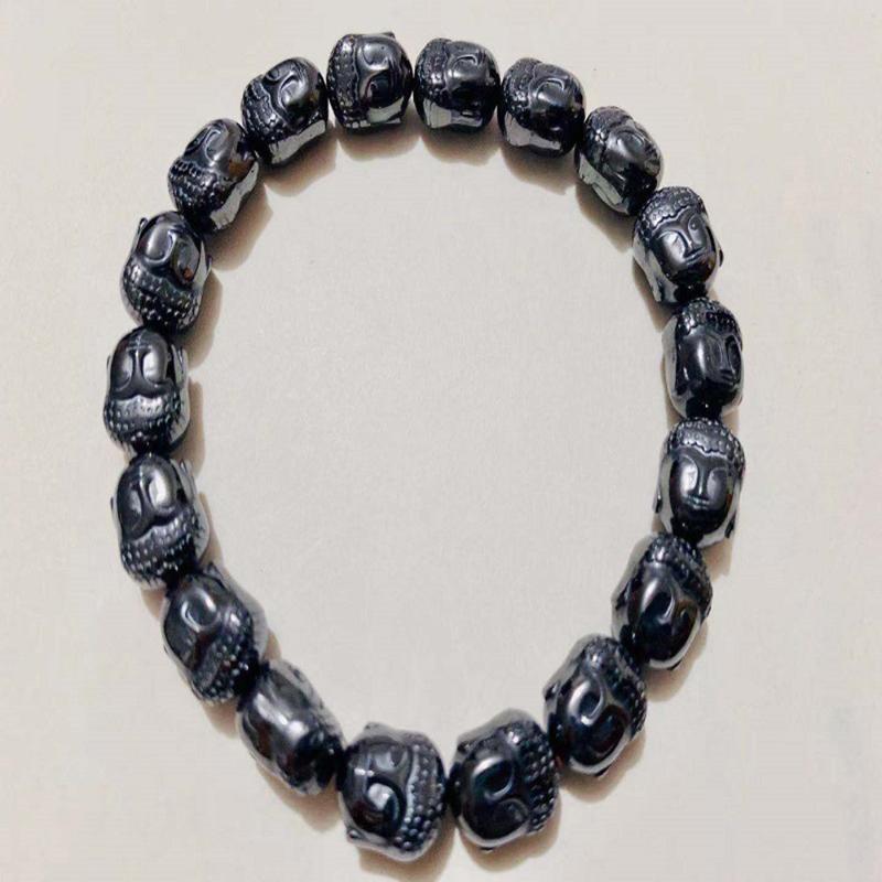 

Beaded, Strands Women Magnetic Bracelet Beads Hematite Stone Lucky Health Care Magnet Buddha Image Caved For Men's Jewelry
