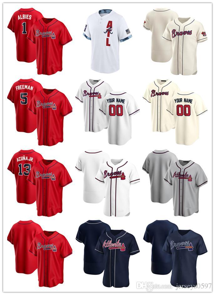 

Custom Jersey Mens women AtlantaBraves5 Freddie Freeman 13 Ronald Acuna Jr. 1 Ozzie Albies 7 Dansby Swanson Baseball Jerseys, Color
