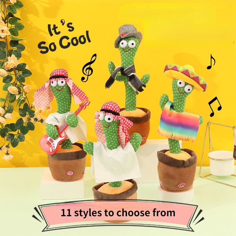 

120/60 Songs Dancing Cactus Electric Plush Toy Singing Speaker Talking Voice Repeat Interactive Christmas Gifts