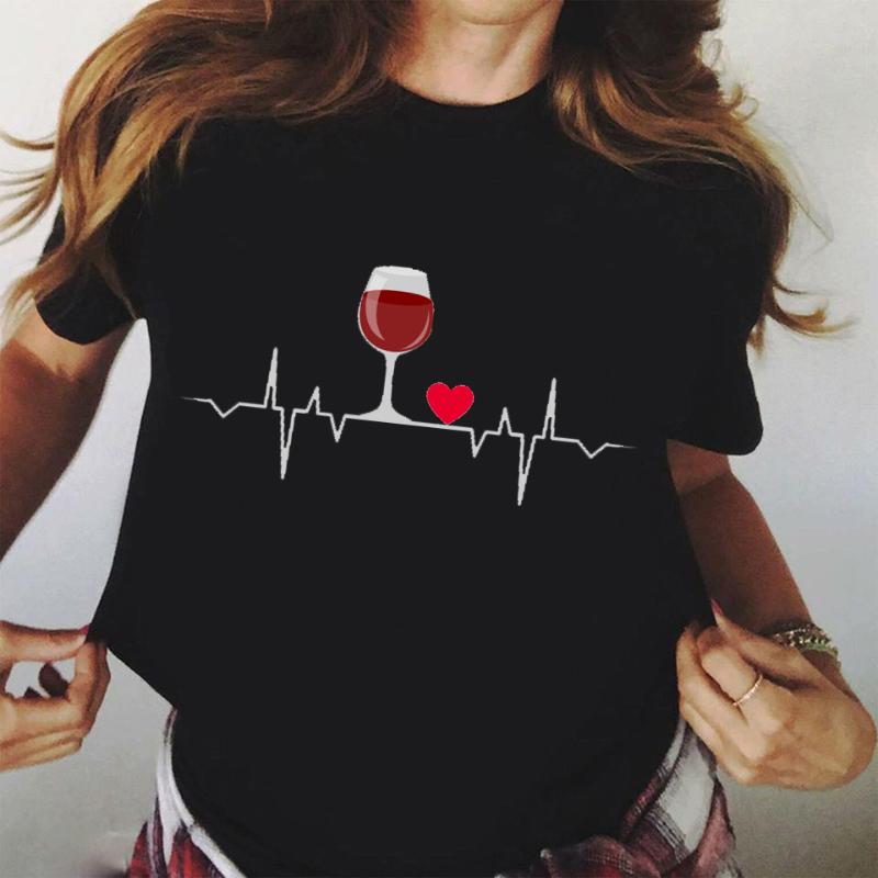 

Women' T-Shirt Camisetas Women Rose Gold Wine Glasses Print White Black Casual Ladies Tshirt 2021 Summer Fashion T Shirt Female