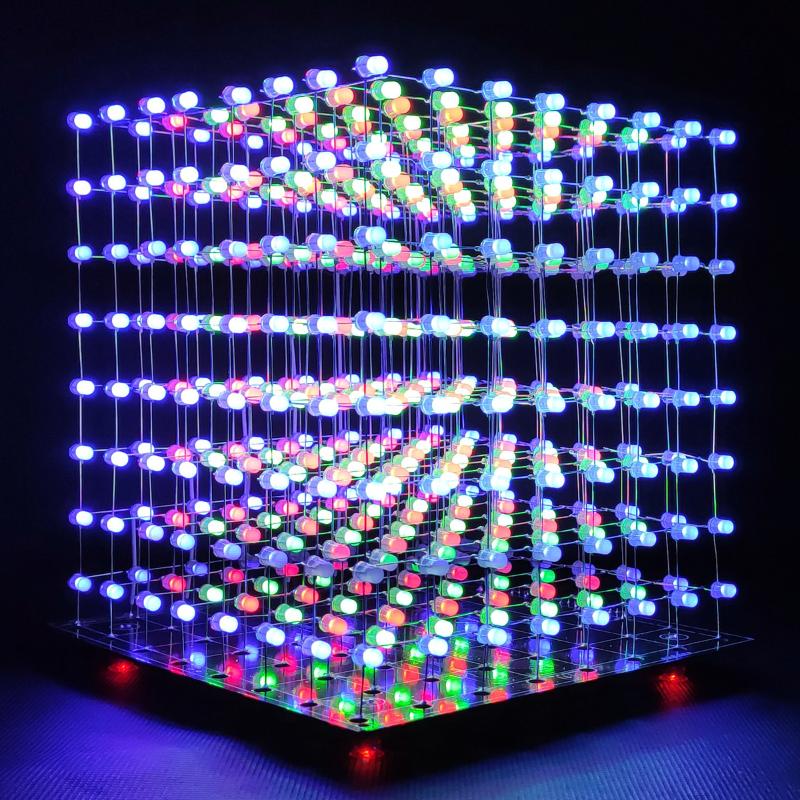 

Table Lamps ICubeSmart 8x8x8 3D Led Cube Diy Electronic Kits Teenagers Learning Soldering Project With Editing Software [3D8C]