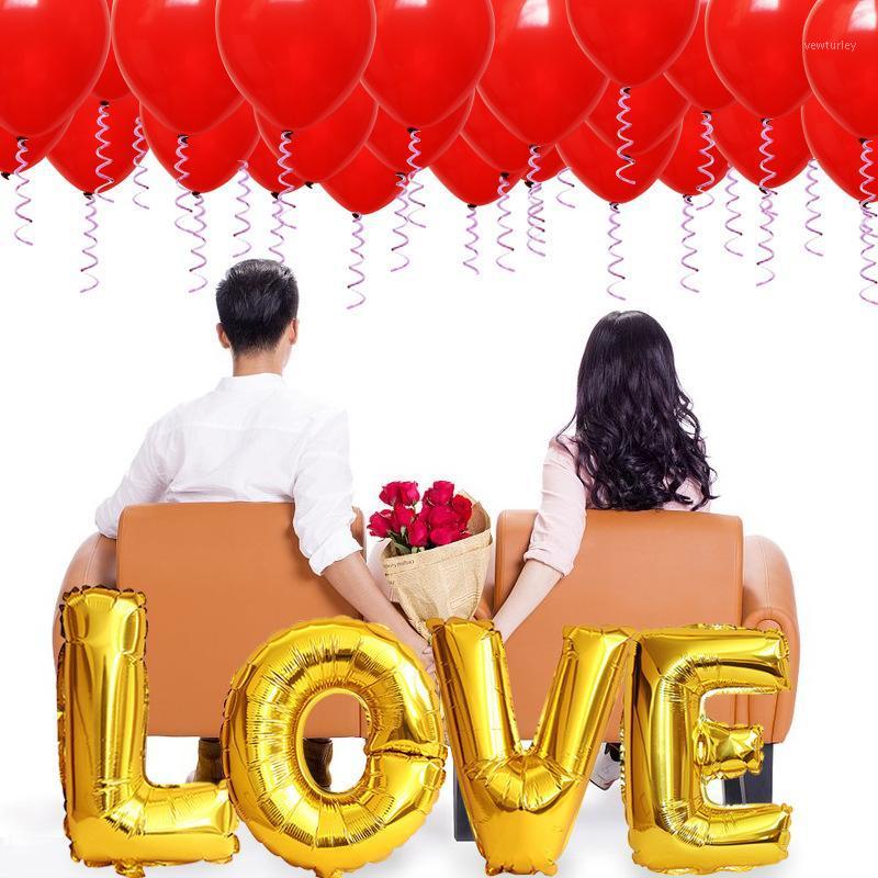 

Party Decoration Balloon Set Valentine's Day Wedding Engagement Propose Marriage Room Background Wall Helium Foil Balloons
