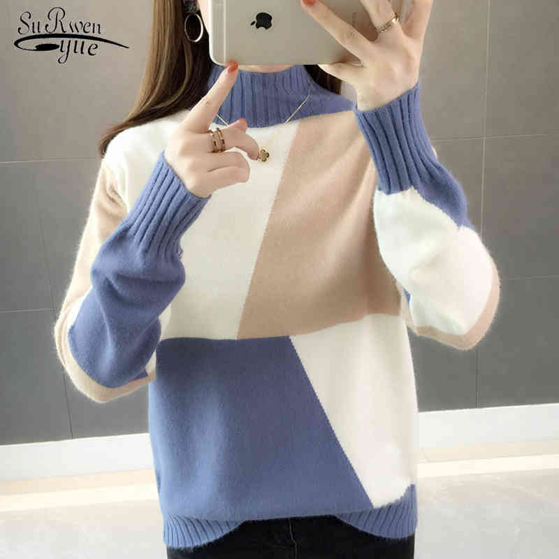 

winter Knitted Women Sweaters Elegant Women Clothing Turtleneck Long Sleeve Women Tops pull femme Truien Dames 5771 90 210518, Yellow