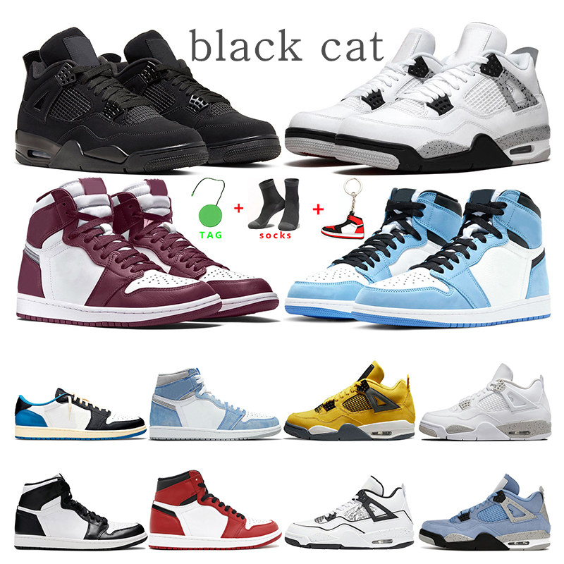 

men basketball shoes 1s University Blue Dark Mocha Hyper Royal Bordeaux 4s black cat white cement Oreo women mens sports sneakers trainers fashion outdoor size 5.5-13, 23
