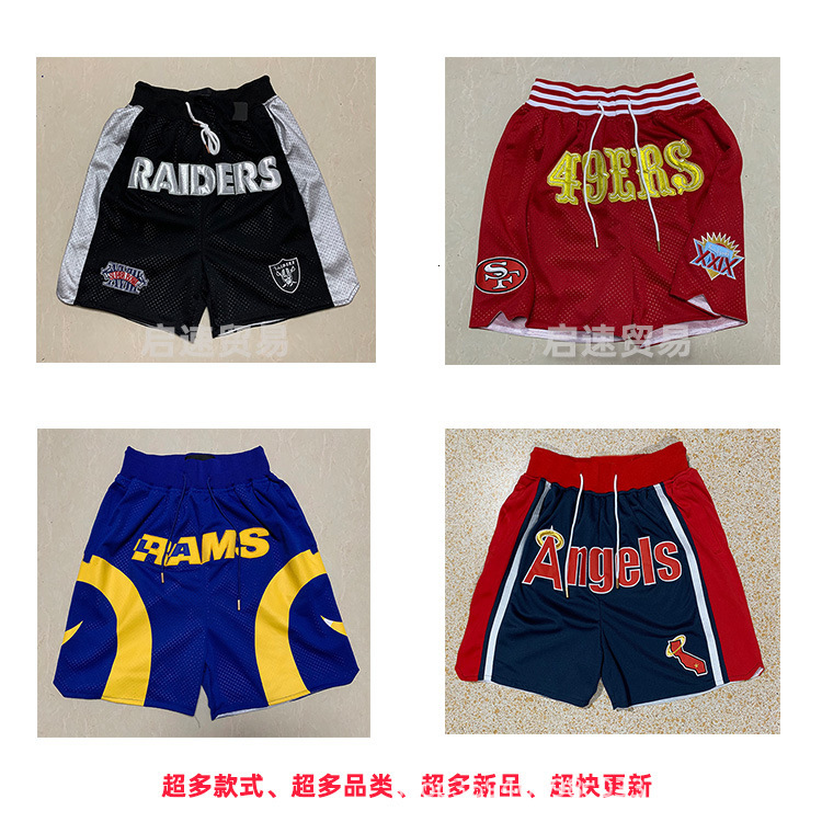 

Raider Angel 49 ram red black blue embroidered ball pants just pocket jaston basketball pants, White;black