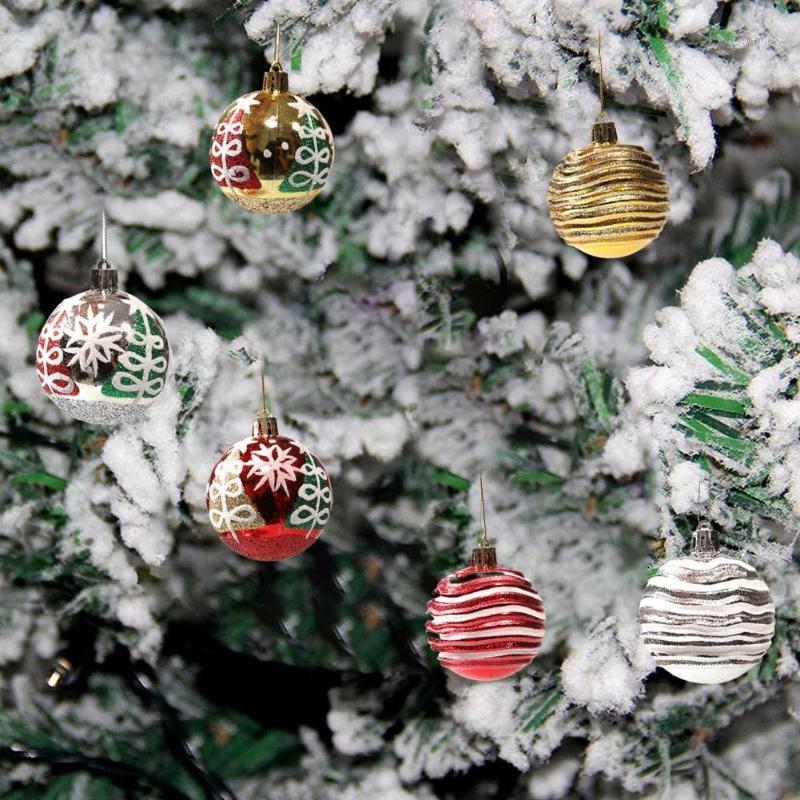 

Party Decoration 6Pcs Painted Christmas Tree Decor Ball Pendant Plastic Xmas Hanging Balls Ornaments For Household Gift 6 Cm
