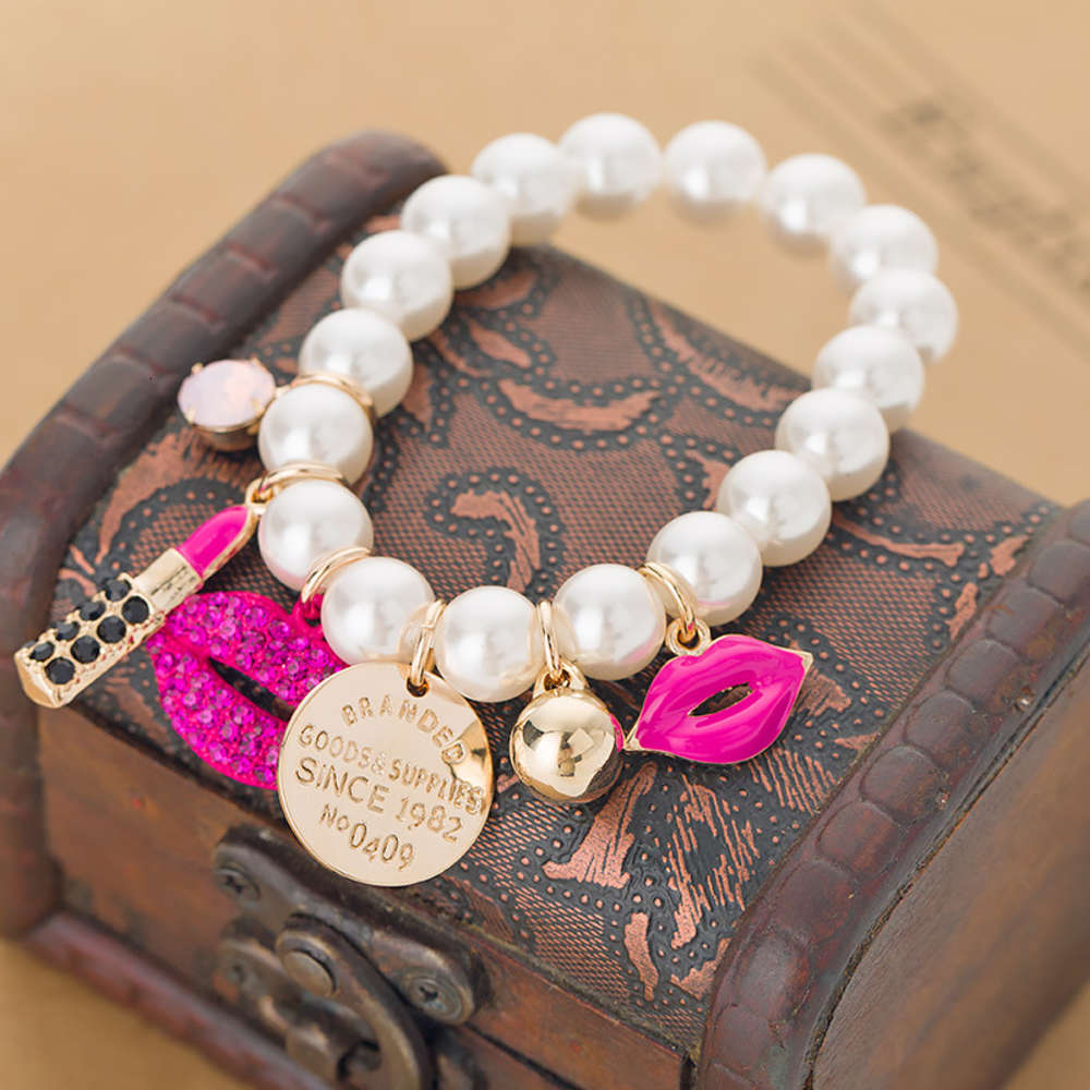 

,bracelet Bracelet alloy lip transfer pearl letter women's Pearl, Golden;silver