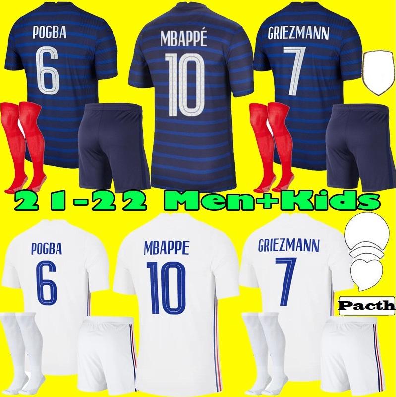 

2021 2 stars France soccer jersey MBAPPE GRIEZMANN KANTE POGBA Maillot de foot EURO 20 21 Kids kits + socks set football shirts Uniform, Black
