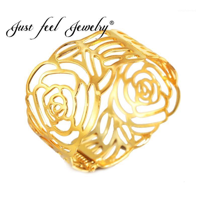 

Fashion Rose Openable For Women Classic Round Flowers Wide Bracelets Bangles India Dubai Arab Jewelry Bangle