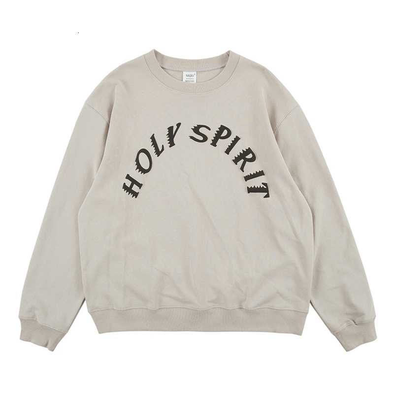 

Men's T-Shirts West Holy Spirit O Neck Hoodeis Men and Women Streetwear Loose Casual Sweatshirt Harajuku Oversize Terry Pullover H, Ivory