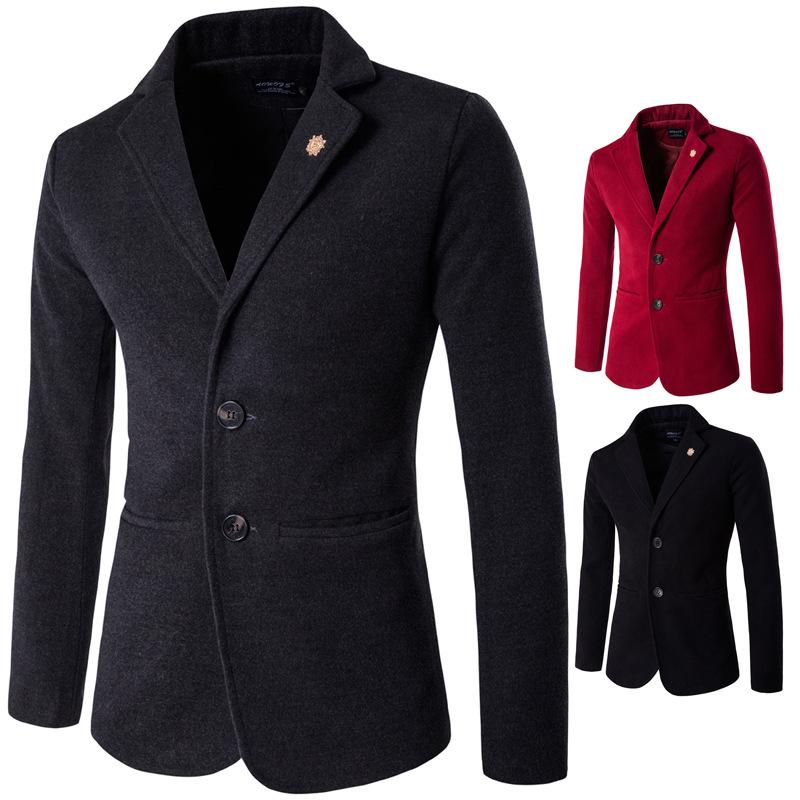 

Men's Suits & Blazers Mens Slim Fit Wool Blazer Hombre Moda Winter Smart Casual Coat Blaser Masculino High Quality Designer Blaizer Solid Co, Dark grey
