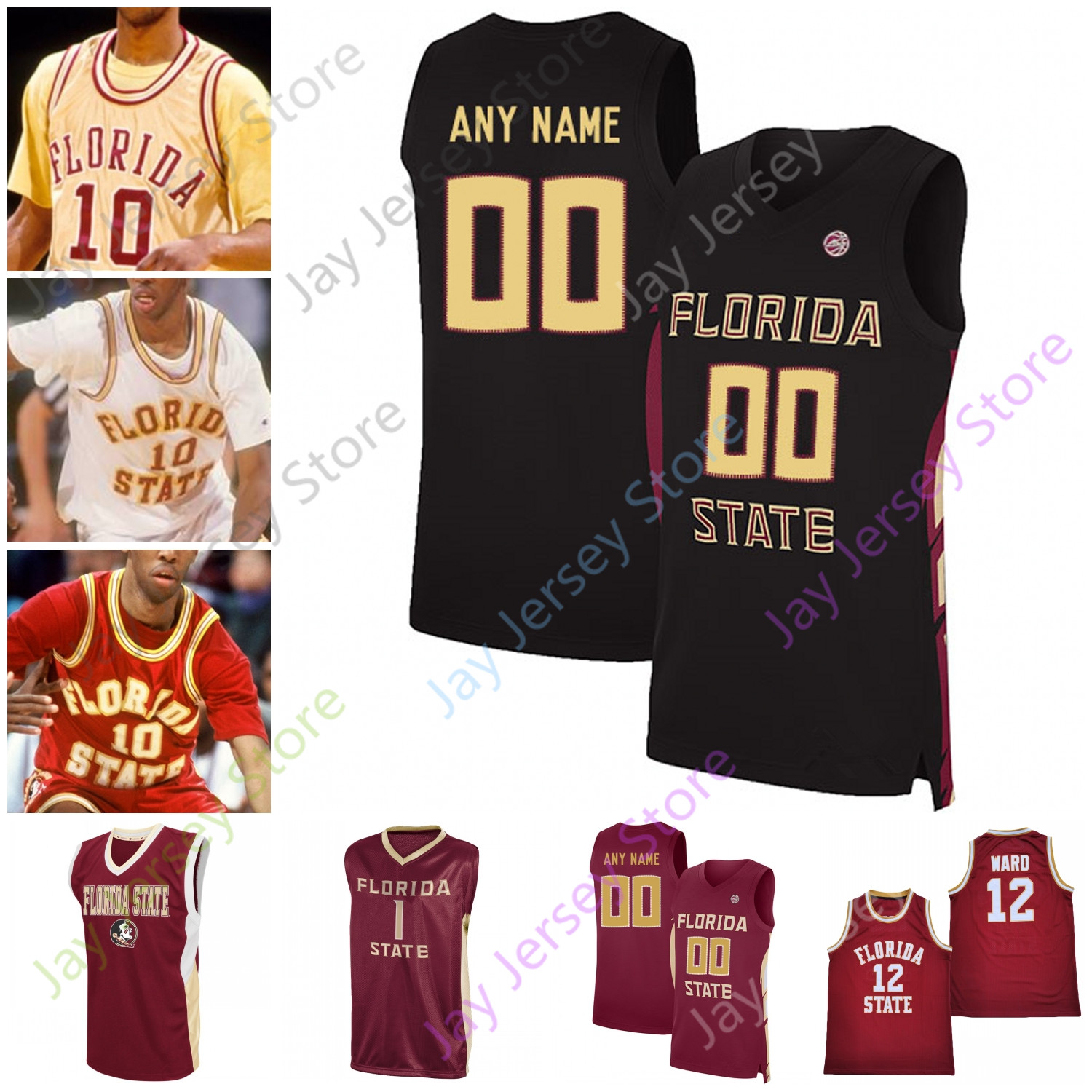 

Florida State Seminoles FSU Basketball Jersey NCAA College Isaac Sam Cassell Dave Cowens Thornton Scottie Barnes Balsa Koprivica Gray, Red round collar