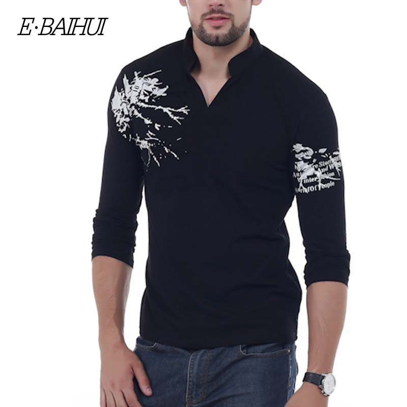 

Men's T-Shirts Fashion Print V Neck Long Sleeve Mens rend Slim Fit Casual op ees 4XL UGWJ, Black