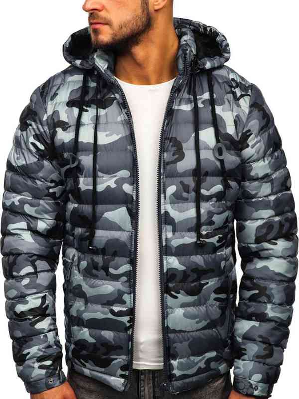 

zogaa fashionable men's camouflage hooded zipper warm cotton et, Black;brown