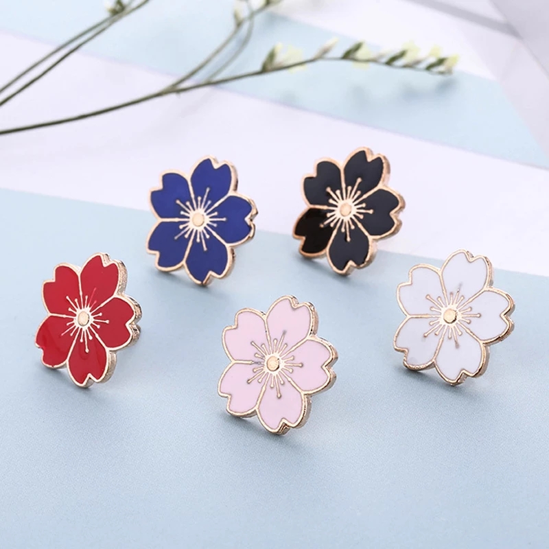 

Beautiful Cherry Blossoms Flower Pastel Hard Enamel Pin Charm Plant Flowers Golden Brooch Romantic Art Badge Unique Jewelry Gift