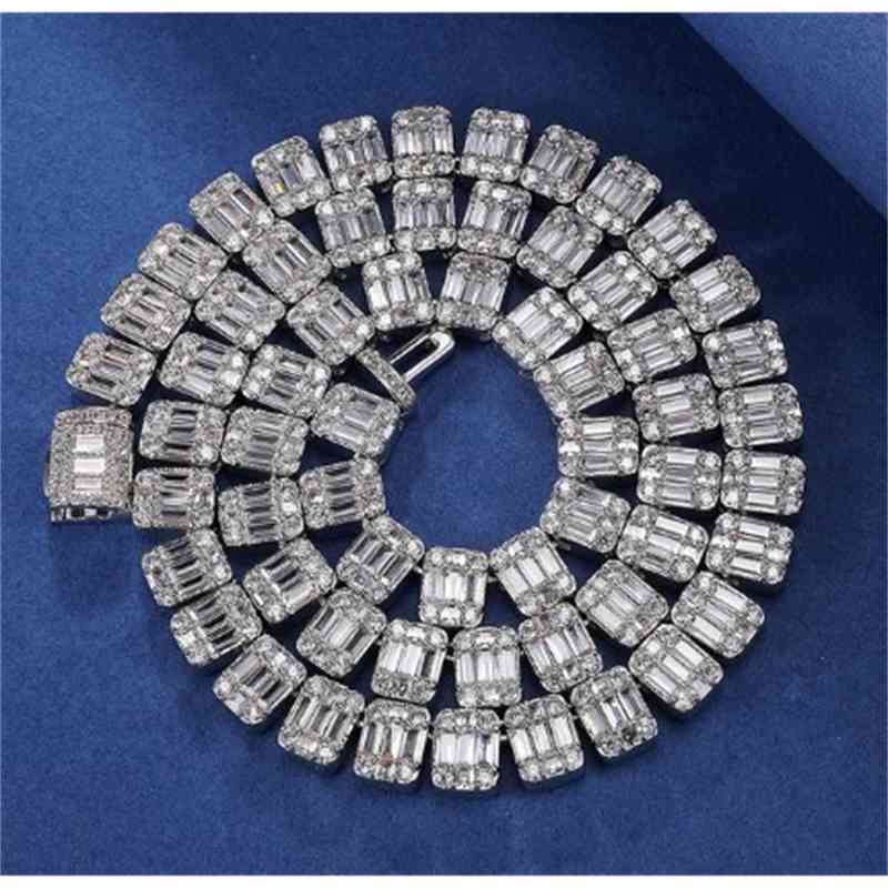 

Hip Hop Mens Jewelry Necklace Yellow Gold 20CM 22CM Heavy Thick Diamond Miami Ice Link Chain Prong Iced Out Cuban