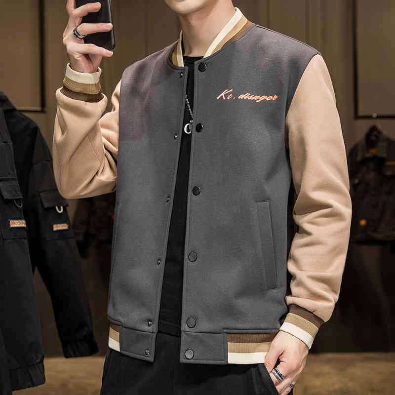 

autumn and winter baseball trend korean youth student handsome men's cloth casual et, Black;brown