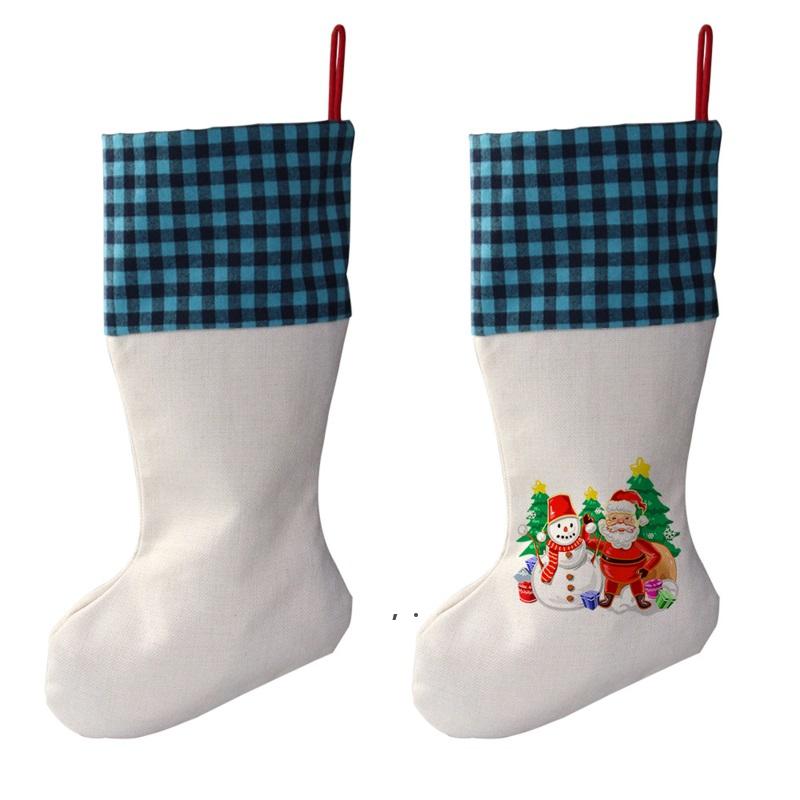 

Sublimation Buffalo Plaid Christmas Stocking 4 Colors Blank Halloween Candy Socks Santa Gift Bag Xmas Tree Oranment sea ship BWA7647