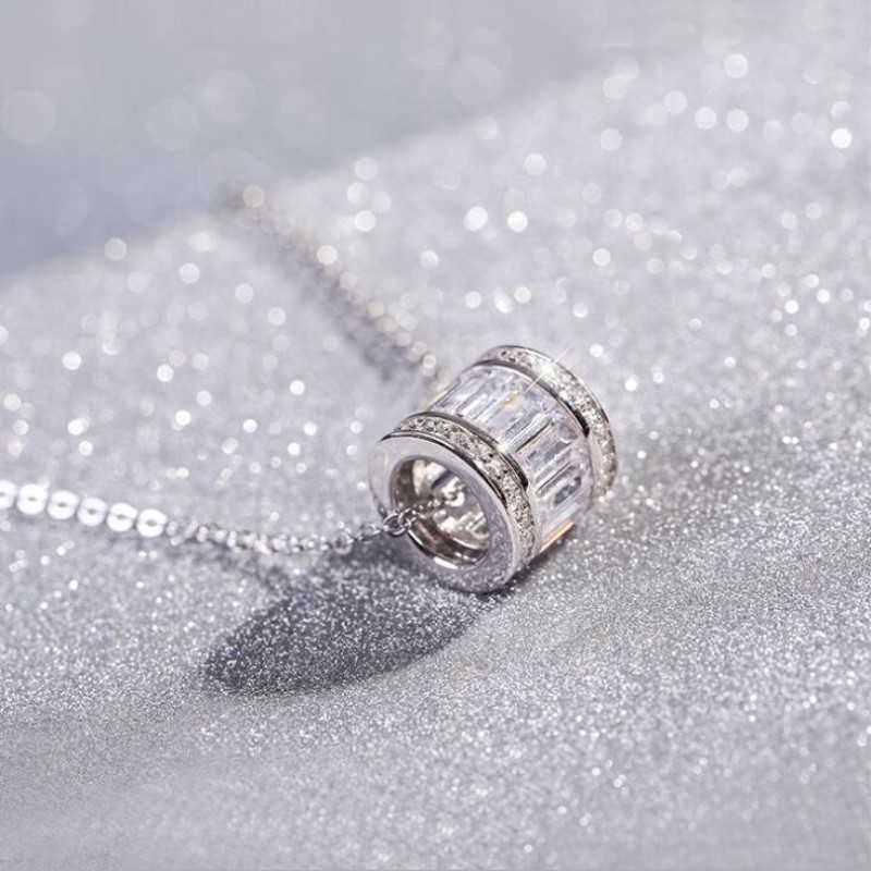925 Sterling Silver Jewelry, New Fashion, Ball, Simple, Exquisite, Wild Crystal, Chain, Pendant Necklace Xl059-image-747284331