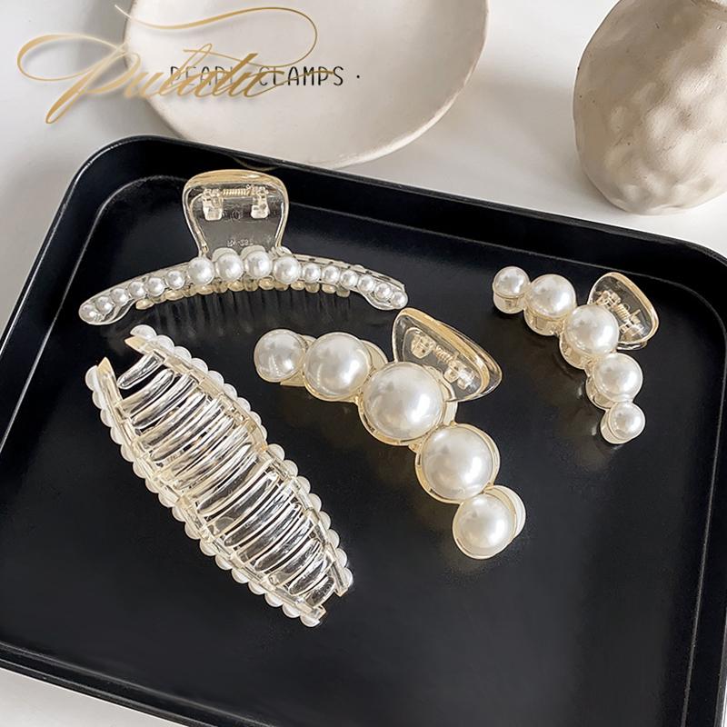 

Hair Clips & Barrettes PULATU Pearl Luxury Jewelry Clip For Women Wedding Accessories Girl Cute Claw Vintage Prendedor De Cabelo, Golden;silver