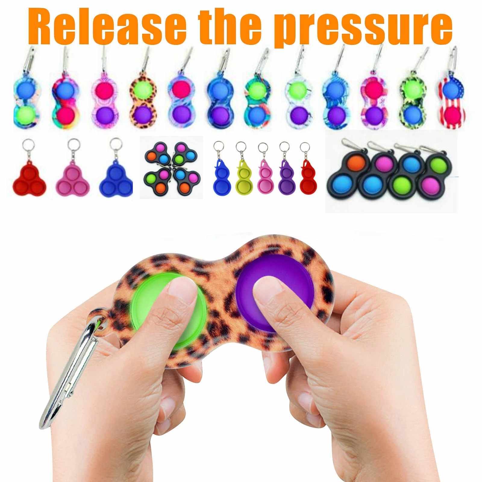 

kids Adult Push Fidget Sensory Toy Simple Dimple Key Ring 2 Balls Keychain Stress Relief Vent Toy Bag Pendants Finger Game Toys