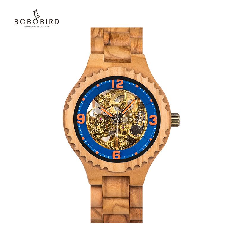 

Wristwatches BOBO BIRD Watch Men Wood Automatic Machinery Watches Waterproof Clock Design Accept Customized In Gift Box, Slivery;brown