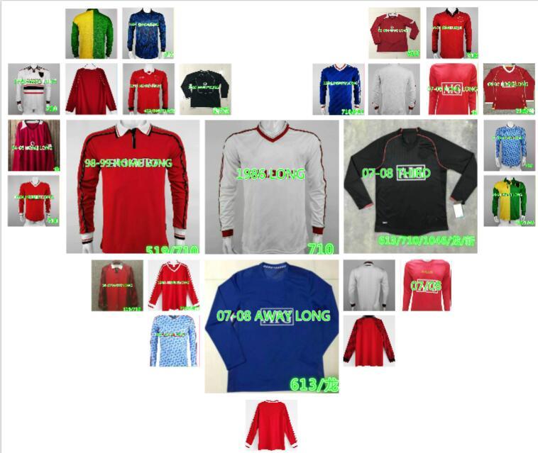 

Manchester Long sleeve 1986 1988 MAN retro soccer jersey blue white red 86 88 UTD BECKHAM CANTONA ROONEY RONALDO football shirt Classic Vint, Black;yellow