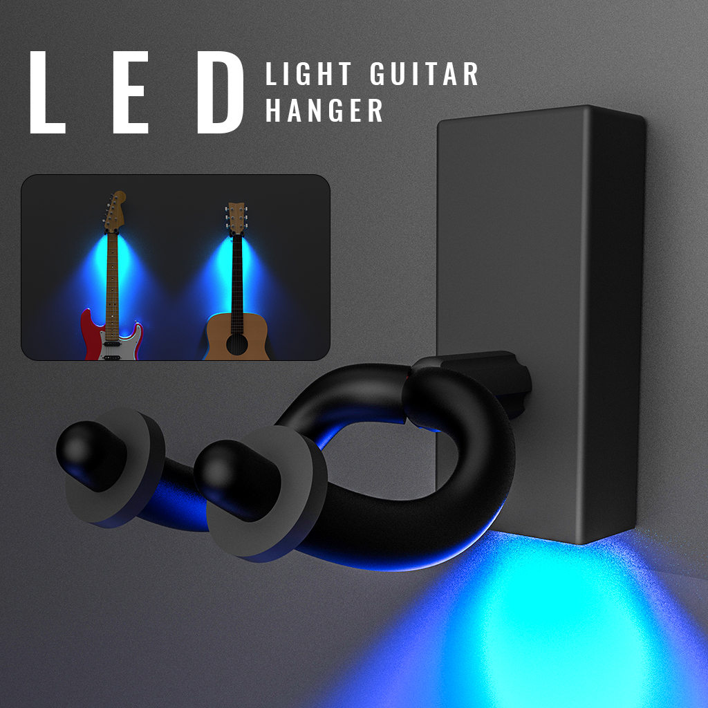 LED-Akustikgitarre-Wandmontage Gitarren-Aufhänger-Haken-Halter-Beleuchtung für elektrische Bass Banjo Ukulele