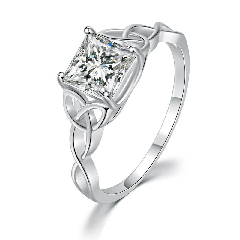 

Cluster Rings Classic Sterling 925 Silver Color Ring 4 Zircon Stone Diamond For Women Engagement Wedding Fine Jewelry
