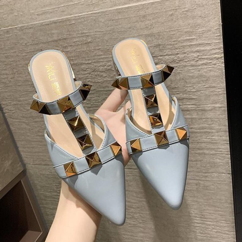 

Sexy Women High Heels Rivets Sandal Studs Wedge Platform Sandals Fashion Ladies Wedge Cataclou Sandals Spikes Rivets Studded Shoe with box, Blue