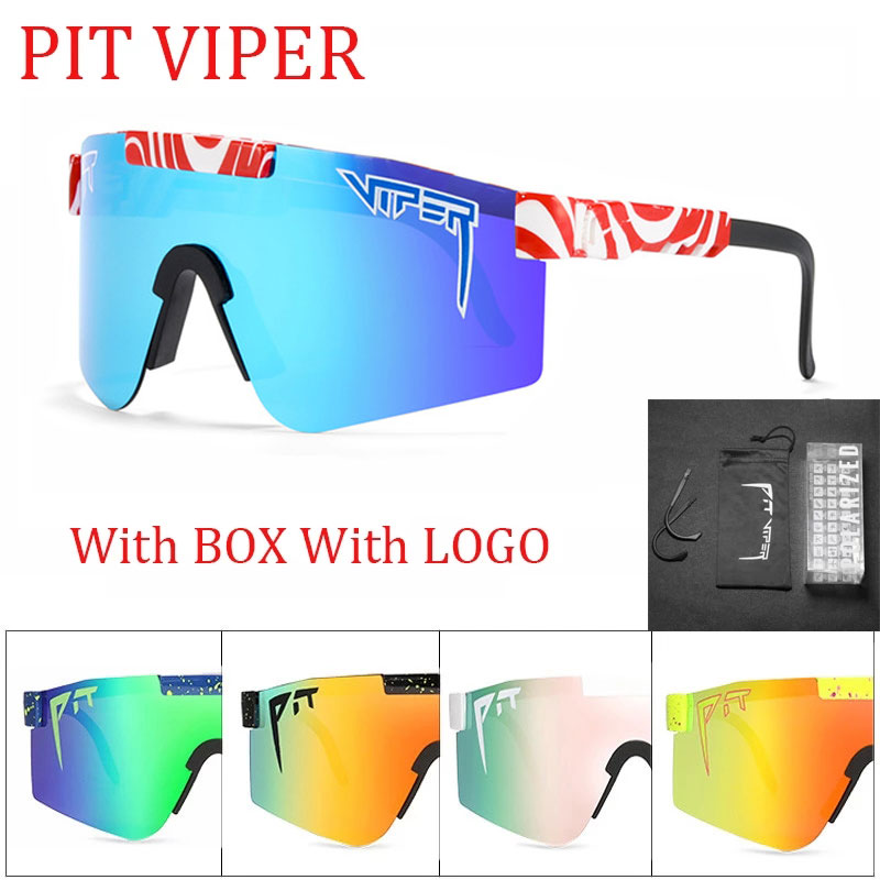 

2022 New high quality oversized Sunglasses polarized mirrored RED lens tr90 frame uv400 protection Men Sport pit viper wih case