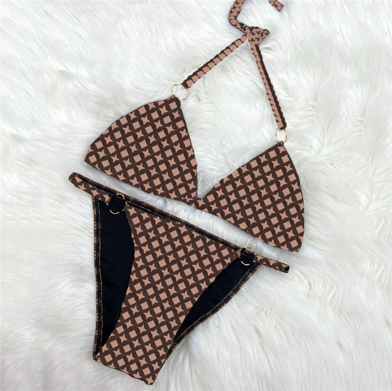 

Sexy Halter Womens Swimwear Bikinis Sets Classic Letter Ladies Bathing Suit High Quality Women Swimsuit Underwear, White;black