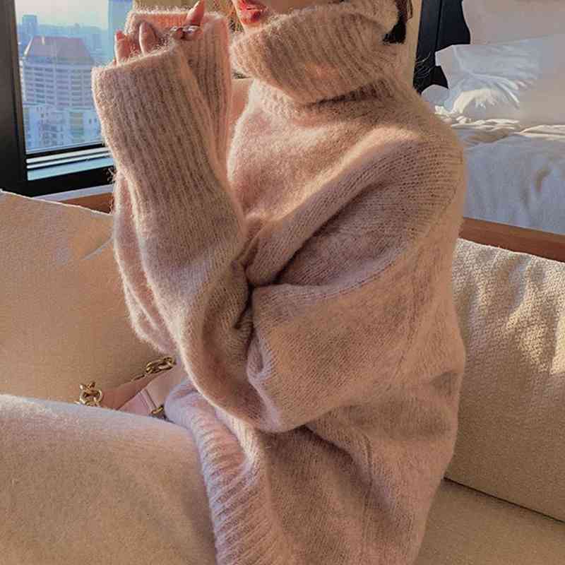 

Women's Sweaters Female sweater knitted high collar, long sleeve Korean mink skin for autumn and winter NXJZ, 1# shoe box