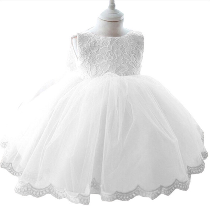 

Newborn Baby Girl Lace Flower Dress 1st Birthday Dress For Infant Baptism Gown Wedding Princess tutu Costume Formal Party Wear 217 U2, 2 white