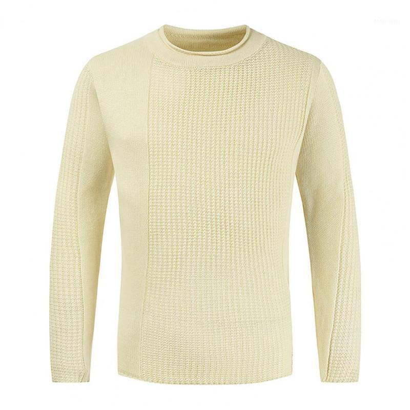 

Men's Sweaters Autumn Sweater Solid Color Thermal Anti-shrink Elastic Men Knitted For Going Out, Yellow