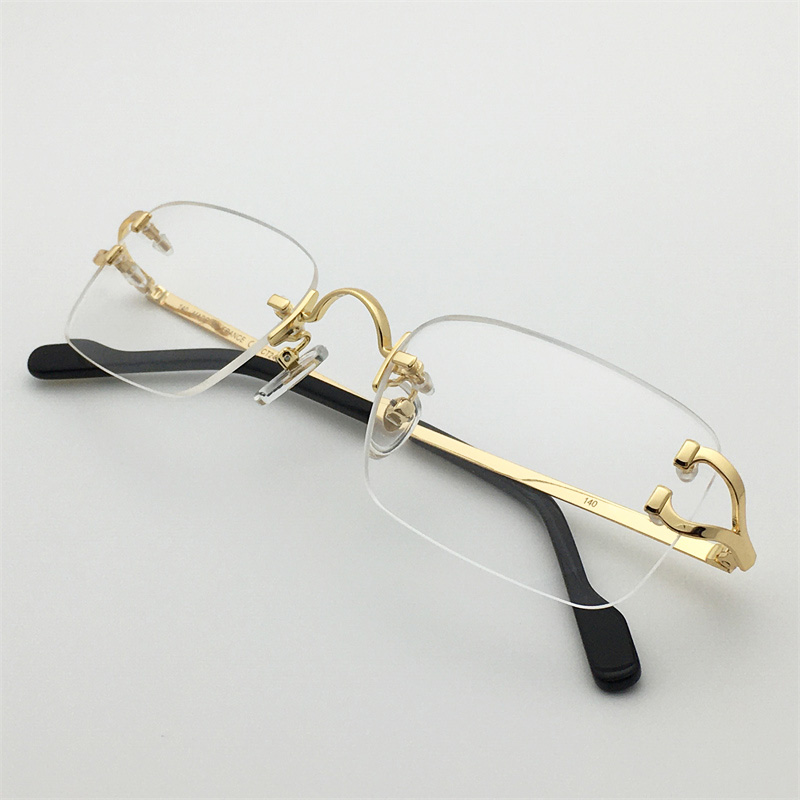 

Fashion designer men women optical glasses 2452234 simple square shape Metal rimless eyewear outdoor business style Anti-Ultraviolet come with case