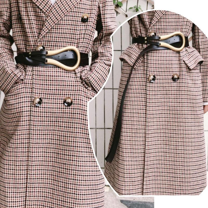 

Belts Elegant Pu Leather Waistband Wrap Around Girdle Waist Belt For Dress Coat, Black;brown