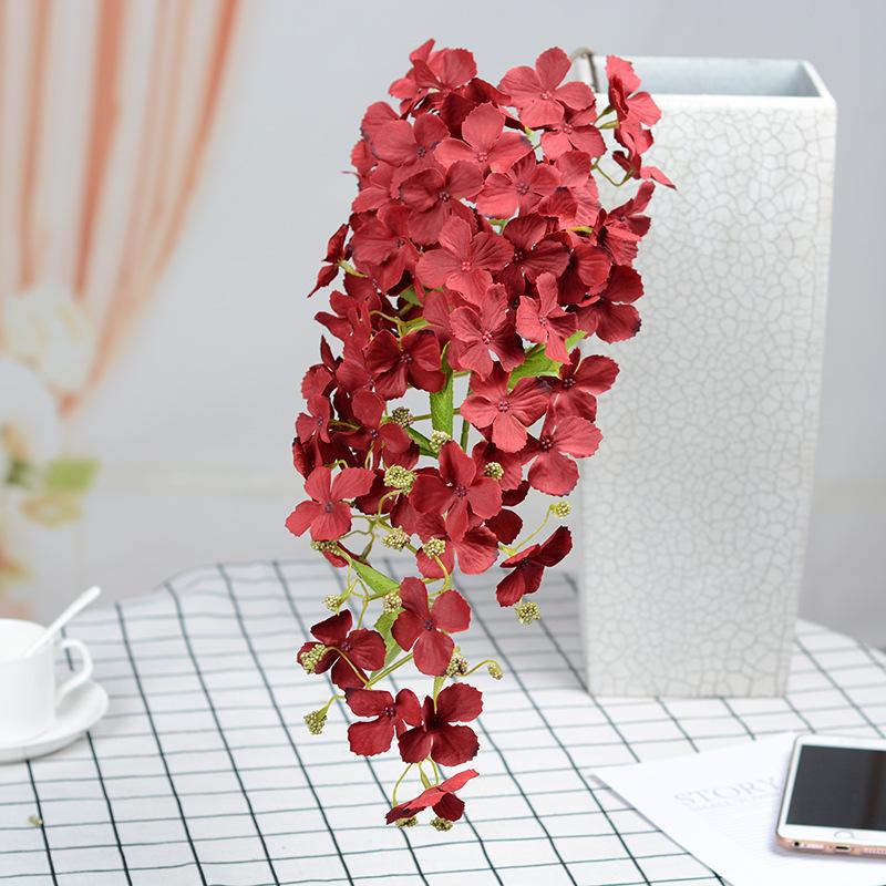 

Decorative Flowers & Wreaths 92cm Artificial Flower Long Pole Hanging Hydrangea Plant Wall Pography Wild Home Wedding Decoration Fake