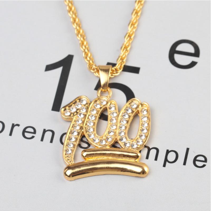 

Pendant Necklaces Gold Full White Rhinestone 100 Points Jewelry Fashion Simple Hollow Necklace Student Bling Gift