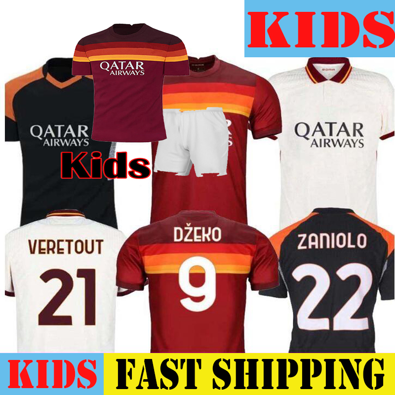 

kids KIT Soccer jersey AS DE ROSSI ROMA DZEKO ZANIOLO rome TOTTI PEROTTI KOLAROV  21 football shirt 2021 uniforms maillot Child, Kids home no patch
