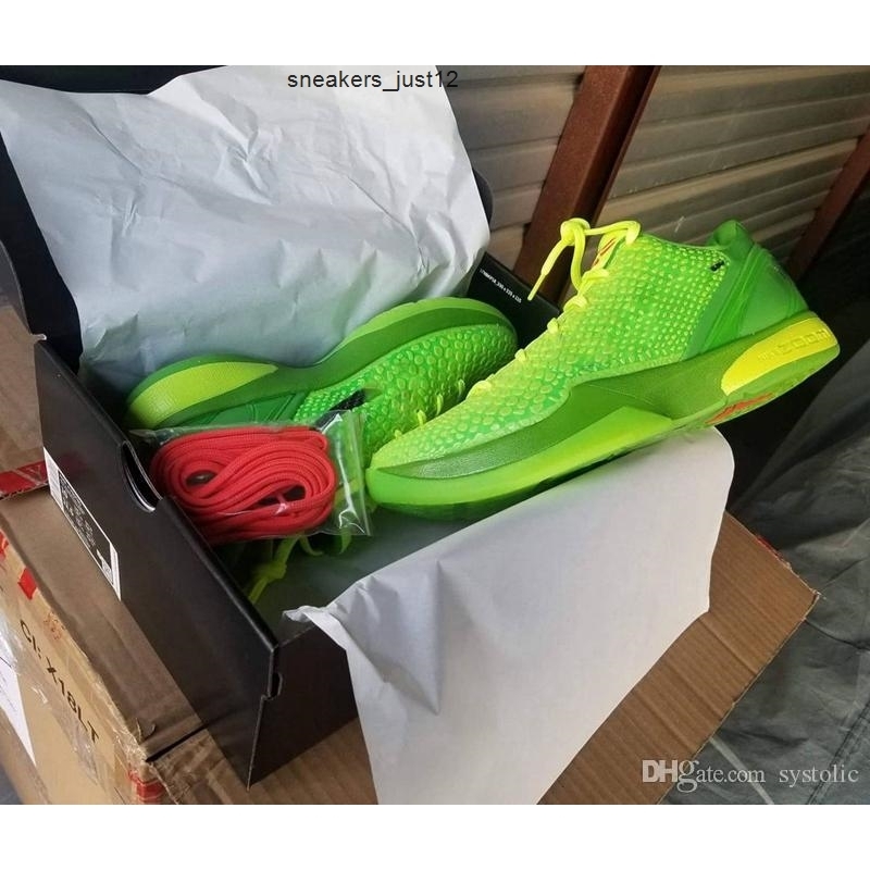 

2020 Newest Authentic Christmas 6 Protro Grinch Mamba Green Apple/Volt-Crimson-Black Man Outdoor Shoes Sports Sneakers With Original Box