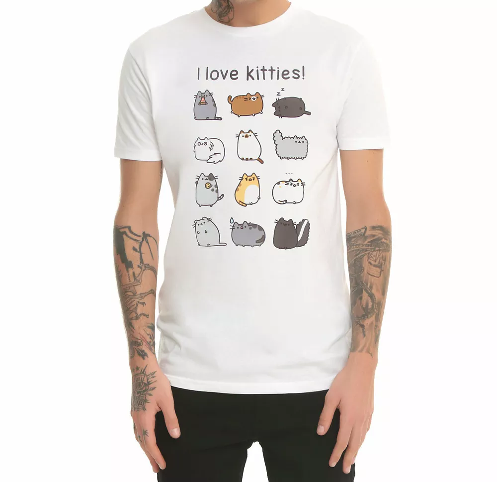 

Pusheen The Cat I LOVE KITTIES T-Shirt NWT Licensed & Official, White;black